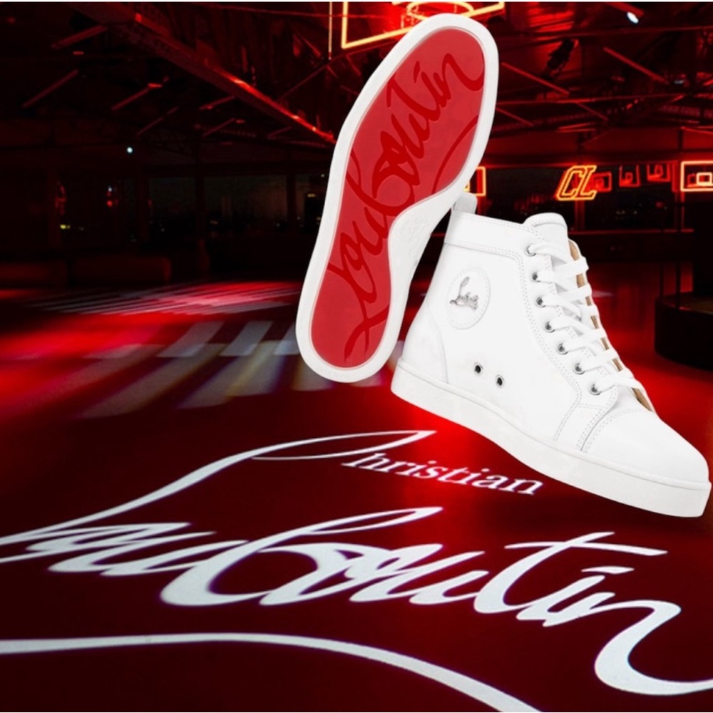 Christian Louboutin - White Leather High-Top Sneakers - Orig. $945.00 - Size 48